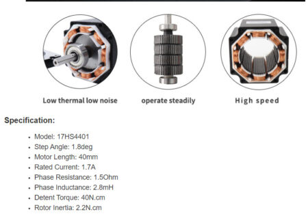 Motor Paso A Paso Nema 17, 17HS4401, 1.7A - Image 4