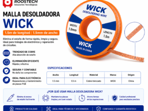 Malla Desoldadora WICK 1.5 mm × 1.5 m – Cinta de Cobre para Remoción de Estaño