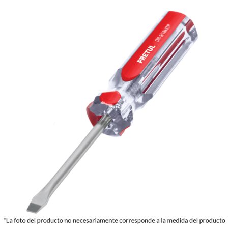 Destornillador  Plano 1/4 x 4' mango de PVC, Pretul
