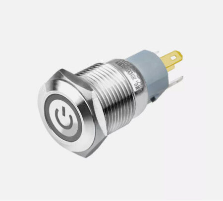 Suiche Metálico Pulsador Self-Lock 16mm iluminacion Blanca
