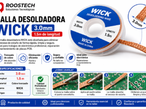 Malla Desoldadora WICK 3.0 mm × 1.5 m – Cinta de Cobre para Remoción de Estaño
