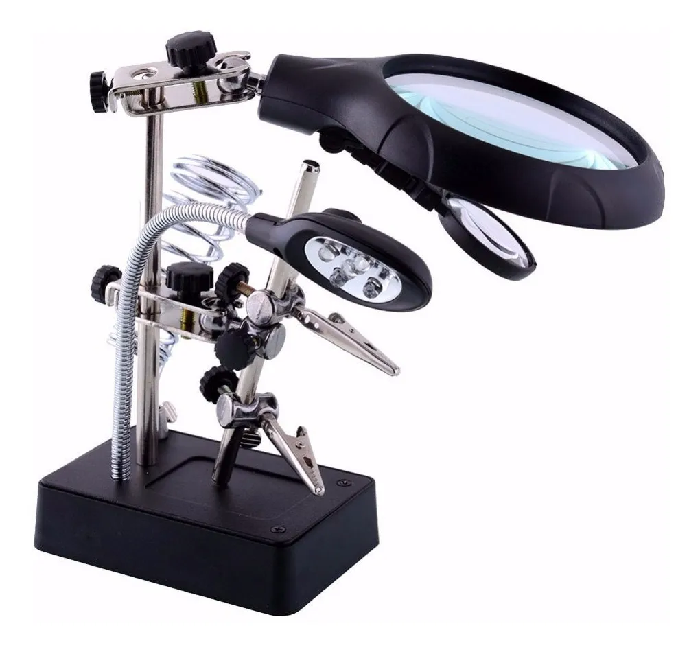 Tercera Mano Con Lupa y Luz LED ZD10M