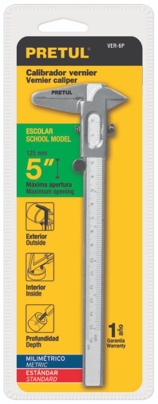 Calibrador Vernier Pie de Rey 5" Escolar Pretul