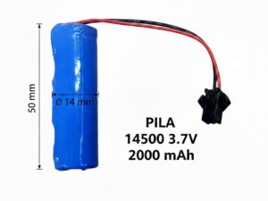 Batería recargable 14500 con conector – 3.7V 2000 mAh