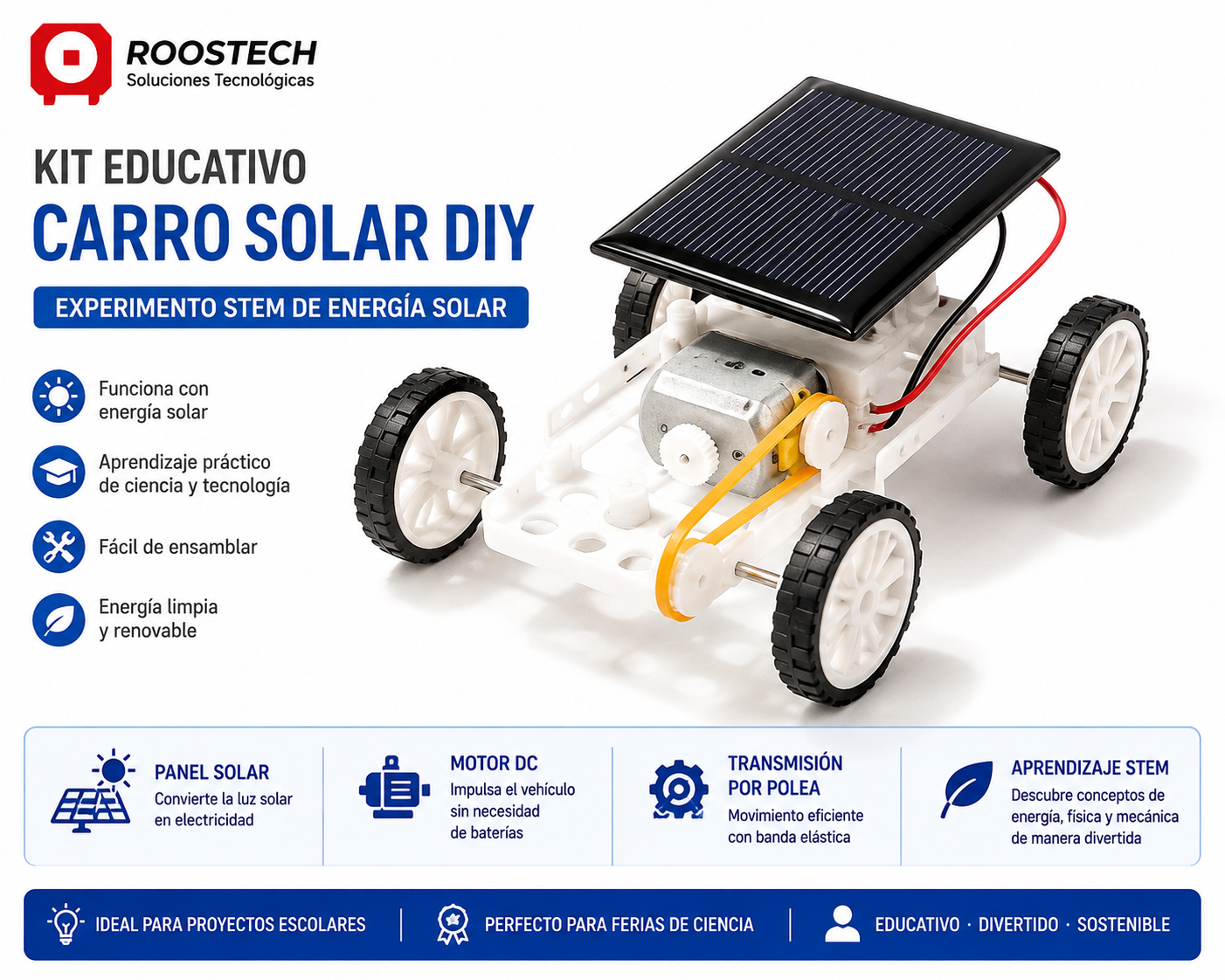 Kit Educativo Carro Solar DIY – Experimento STEM de Energía Solar