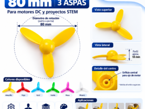 Hélice Plástica de 3 Aspas de 80 mm para Motor DC